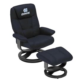 North Carolina Tar Heels Leather Swivel Chair with Ottoman