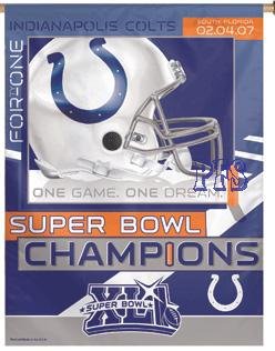 Buy Indianapolis Colts Super Bowl 41 Champions Vertical Banner Flag by Wincraft