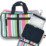 Cosmetic Toiletries Hanging Travel Case Double Handle in Navy Stripe by Room It Up
