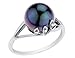 Freshwater 10mm Black Pearl and Diamond Ring in 14K White Gold