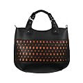 Large Structured Fashion Shopper Bag Black & Orange