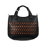 Large Structured Fashion Shopper Bag Black & Orange