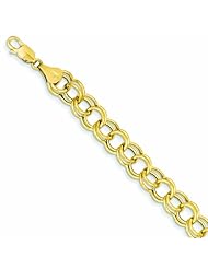 Genuine 14K Yellow Gold Hollow Double Link Charm Bracelet 8 Inches 4 Grams Of Gold 100% Satisfaction Guaranteed.