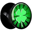 7mm Black Acrylic Lucky Flour Leaf Clover Saddle Plug