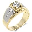 Men's Ring - Gold Plating, Clear CZ, and Rhodium Matte Blast (Sizes 9-14)