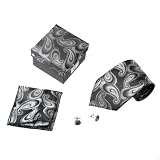 Grey Paisley Necktie, Cufflinks, Hankchief, Matching Same Fabric Box Set groomsman gift DS1072