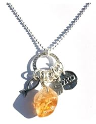 Prosperity Natural Citrine Necklace with Hamsa Hand for Luck