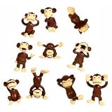 Monkey Figures - 10 Tiny Plastic Monkey Figures - Party Favors