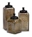 Set of 3 Decorative Tan-Tinted Square Kitchen Canisters