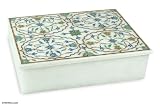 Marble inlay jewelry box, 'Medallions' 8.3 W 6.1 L