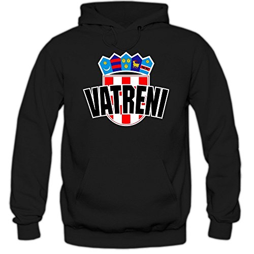 Kroatien EM 2016 #4 Kapuzenpullover | Herren | HRVATSKA | Kockasti | Trikot | Nationalmannschaft, Farbe:Schwarz (Black F421);Größe:S