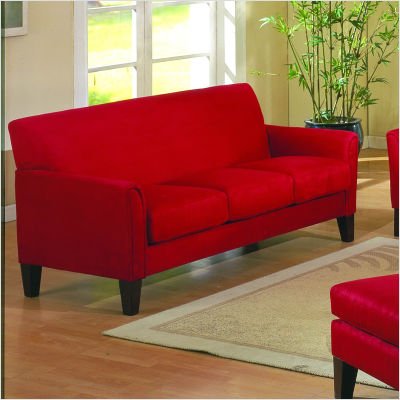Petite Sofa in Red Microfiber