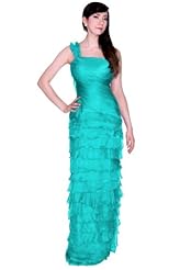 Sexy Chiffon/Georgette/Knit One Shoulder  Crystal Evening Dress  With Ruffles