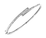 9ct White Gold 1ct Princess Cut Diamond Channel Set Bangle