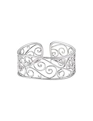 28mm Diamond Open Scroll Cuff Bracelet in Sterling Silver