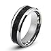 King Will GENTLEMAN Men's Black Tungsten Carbide 8mm Carbon Fiber Inlay Comfort Fit Wedding Band Ring 13.5
