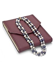 24karat Yellow Gold Over Sterling Silver 2 Rows 8-9mm Multi Dark Cultured Freshwater Pearl High Luster Necklace 17"-18" Length.