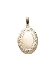 Solid 14k Yellow Gold Oval Picture Locket 1/2 inch x 3/4 inch in Solid 14K Yellow Gold