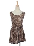 Anna-Kaci S/M Fit Brown Animal Print Sleeveless Dress w String Ties