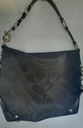 Coach Signature 24cm Sateen Carly Shoulder Bag Purse Tote Black