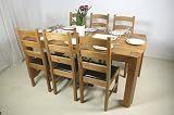 195cm Nirvana Solid Oak Dining Room Table With 6 Oxford Ladder Backed Oak Framed And Leather Seated Chairs Furniture Set