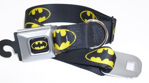  Batman Seat Belt Buckle Dog Collar 1.5" 18-32"