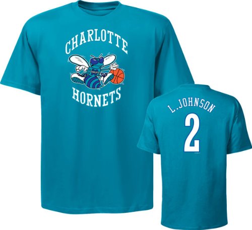 Larry Johnson Teal Majestic Hardwood Classic Name And Number Charlotte Hornets T-Shirt