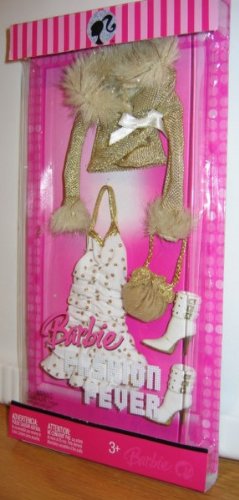 41gYEKu7E3L Barbie Fashion Fever Outfit   Gold Jacket and White Dotted Dress