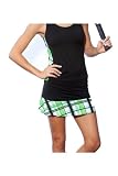 Grass Court: Volley Tennis Skirt: Black w/green plaid Ruffle