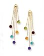 14K Yellow Gold Multi-Gemstones Earrings - 2.0"