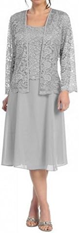 Love Dress Short Mother of the Bride Dress Formal Plus Size Lace Jacket Silver Us 16