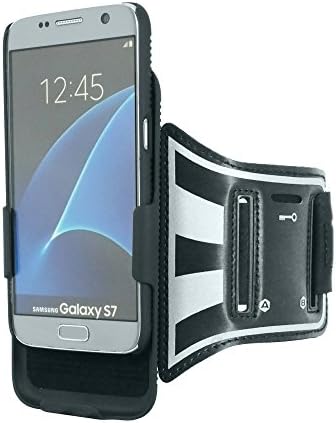 Running Armband for Samsung Galaxy S7 by Fittense. Open Face Arm Band Ideal for Fitness Apps. Workout Band with Rotative Phone Holster. Sports Case for Running Exercise Fitness. Case Included