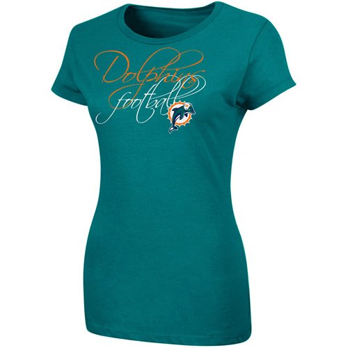 Miami Dolphins Ladies Franchise Fit II T-Shirt - Aqua (Small)