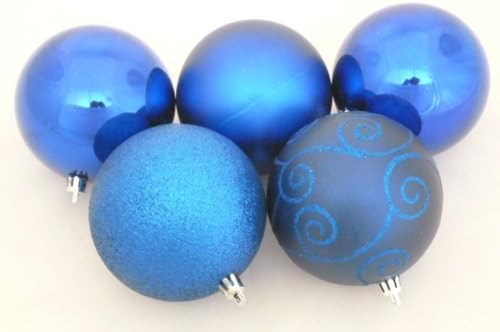 Christmas Concepts® Pack of 5 - Extra Large 100mm Christmas Tree Baubles - Shiny, Matte & Glitter Decorated Ornaments (Royal Blue)