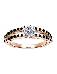 1.38 Ct Round H/I and Black Diamond 14K Rose Gold Ring