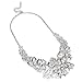 Fashion Retro Silver Tone Chain Flower Vine Hollow Statement Bib Pendant Necklace