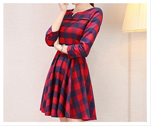 軽やか！ 着やせ レッド ストライプ ワンピース 大人 レディース