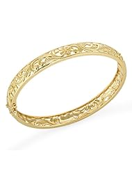 Plumeria Scroll Bracelet in 14K Yellow Gold (8mm) - Size 7.25