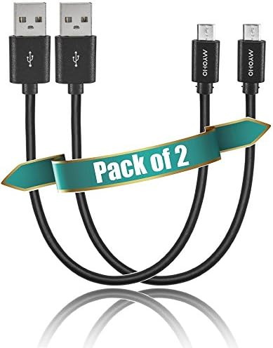 [Pack of Two] MYOHO High Speed USB 2.0 MicroUSB Charge &amp; Sync, extra short (7-inch), portable, travel friendly, charger cable. Premium Grade. Great for use with power banks. TWELVE MONTH warranty!