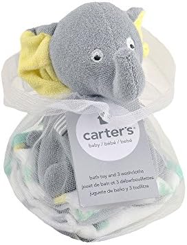 Carters Elephant Bath Toy and Washcloths