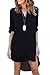 Mulisky Women V Neck Roll Up Sleeve Long Blouse High Low Casual Mini Shirt Dress