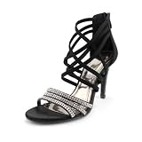 Women's Satin Upper Stiletto Heel Pumps Sandals With Rhinestone Party Shoes/ Evening Shoes