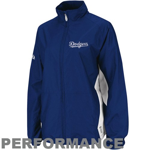 Majestic L.A. Dodgers Ladies Royal Blue-White Cool Base Gamer Full Zip Performance Jacket (Medium)