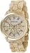 Ivory Tone Plastic Link Quartz Chronograph Gold Tone Mother Of Pearl