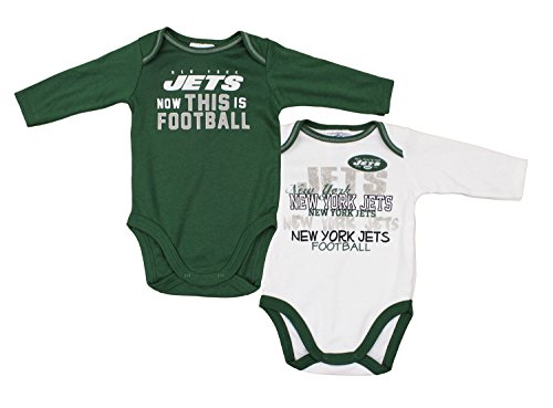 New York Jets NFL Unisex Baby Infant 2 Piece Bodysuit Set, Green and White (0-3 months)