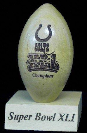 Buy Indianapolis Colts - Super Bowl XLI Champions - Laser Engraved Mini Wood Football by FansEdge