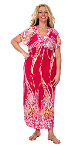 Women's Plus Size Ankle Length Maxi Dress with V-Cut Neckline & Cropped Sleeves