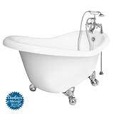 American Bath Factory T010D-CH-L Ascot Champagne Massage Bathtub Faucet Package 1 in White