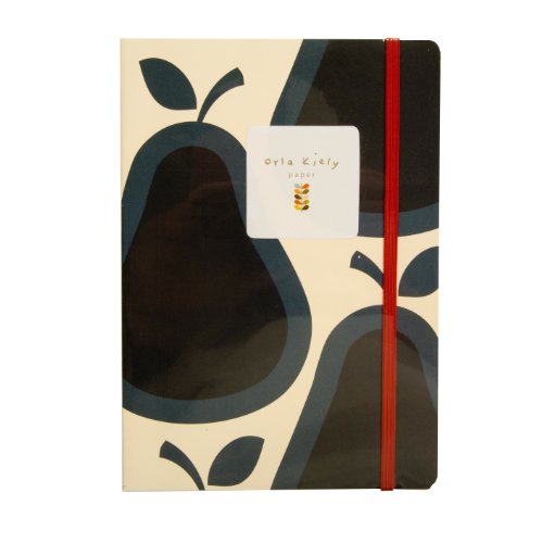 Orla Kiely Pear Notebook - 5.75 x 8.125 Inches - 128 Pages - 64 Ruled - 32 Graph - 32 Blank - Blue (19449)