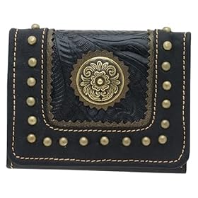 American West Texas Gold Ladies Tri-Fold French Wallet with Snap Closure